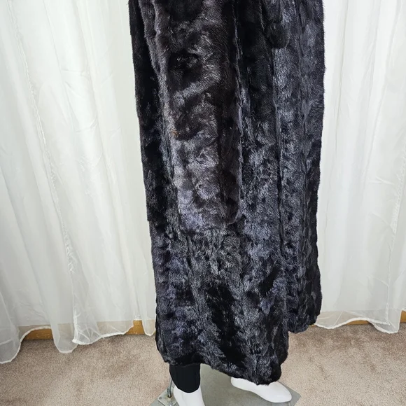 Authentic Real Mink Fur Coat Deep Chocolate Brown Long Length Large Glam Luxe - Picture 8 of 16